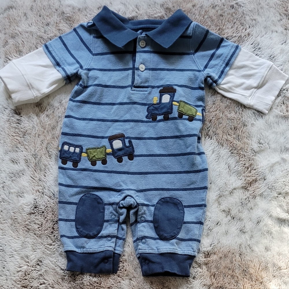 Vintage Gymboree Color Block Train  Romper
